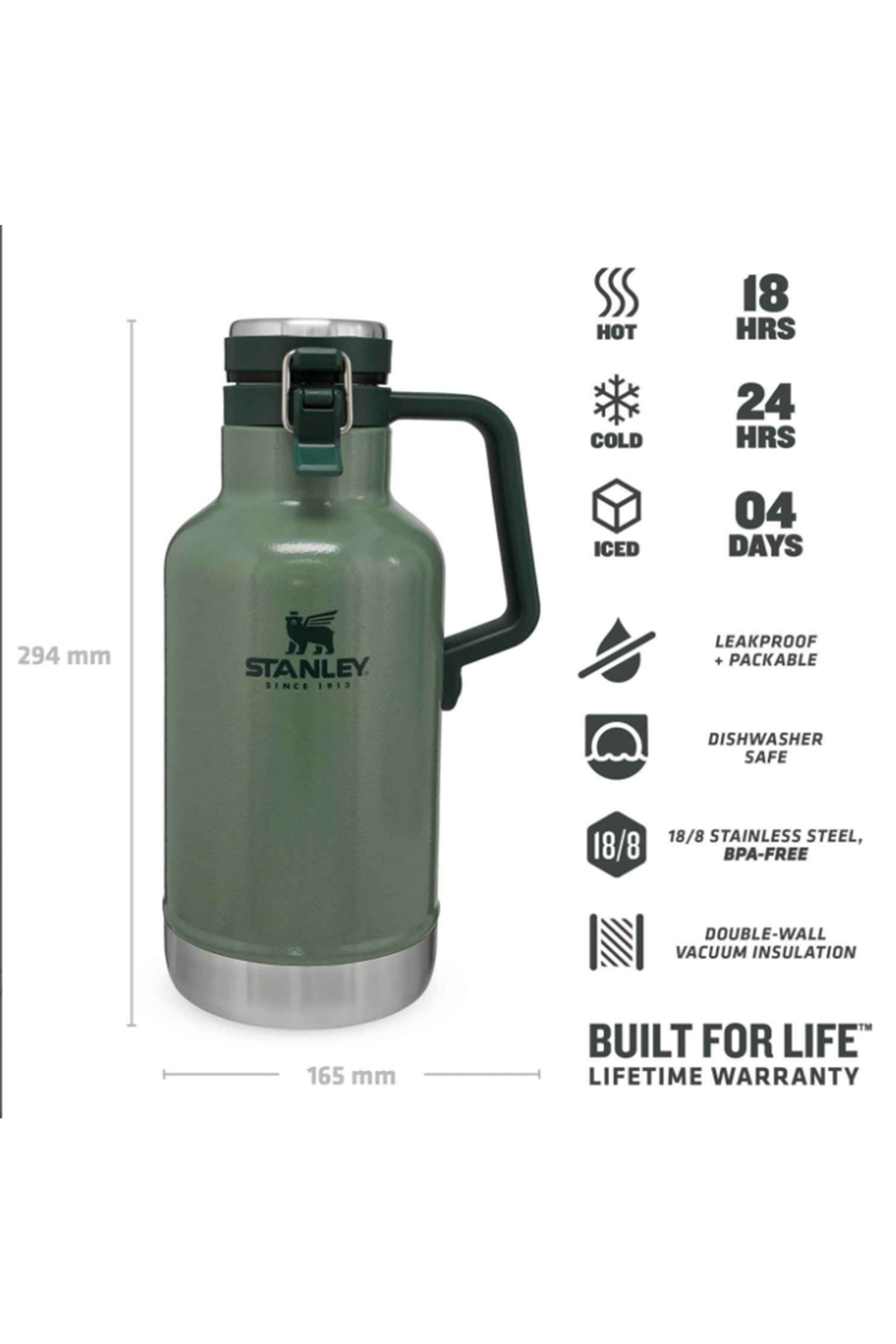 Stanley-Klasik-Growler-1.9LT-Yeşil Termos