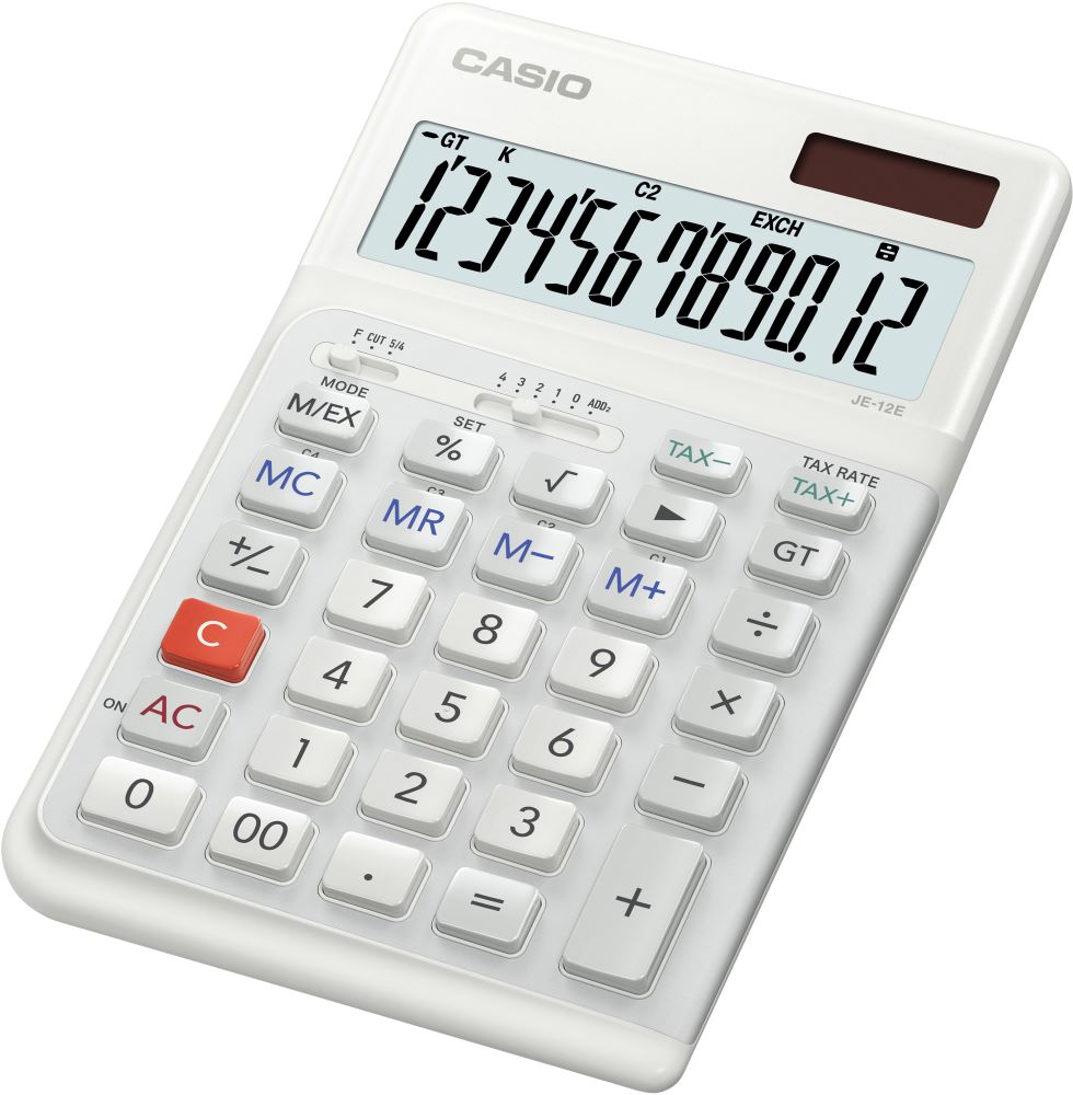CASIO JE-12E-WE-W-DP Temel Hesap Makineleri
