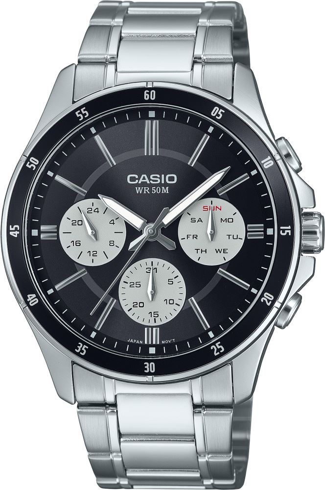 Casio MTP-1374D-7A2VDF - Orologio Uomo Quarzo, Cassa E Bracciale In Acciaio Argento, Quadrante Bianco