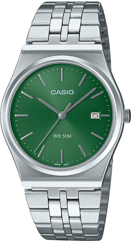Casio Orologio Uomo MTP-B145D-7BVDF - Quadrante Bianco Stile Retrò Anni '80 Con Bracciale Argento