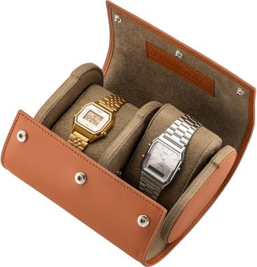Ersa Saat Ikili-Deri-Saat-Kutusu-Kahverengi Saat Çantası