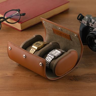 Ersa Saat Ikili-Deri-Saat-Kutusu-Kahverengi Saat Çantası